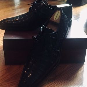 Mezlan Anderson Croc Black Lace Up